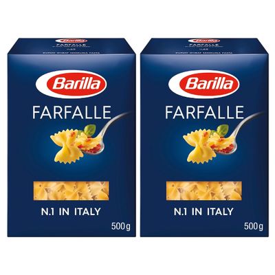 Barilla Farfalle Pasta 500g | Penne Rigate Durum Wheat Short Pasta | Authentic Authentic Italian Taste | GMO Free | Create Delicious Pasta Meals | Pack of 2