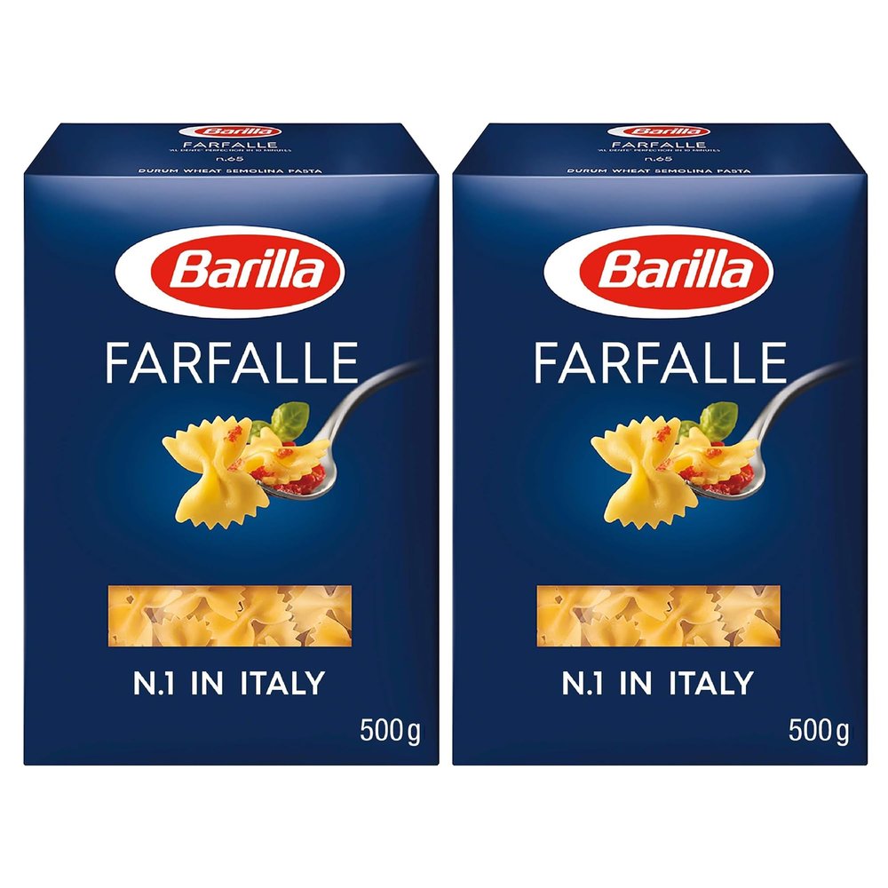 Barilla Farfalle Pasta 500g | Penne Rigate Durum Wheat Short Pasta | Authentic Authentic Italian Taste | GMO Free | Create Delicious Pasta Meals | Pack of 2