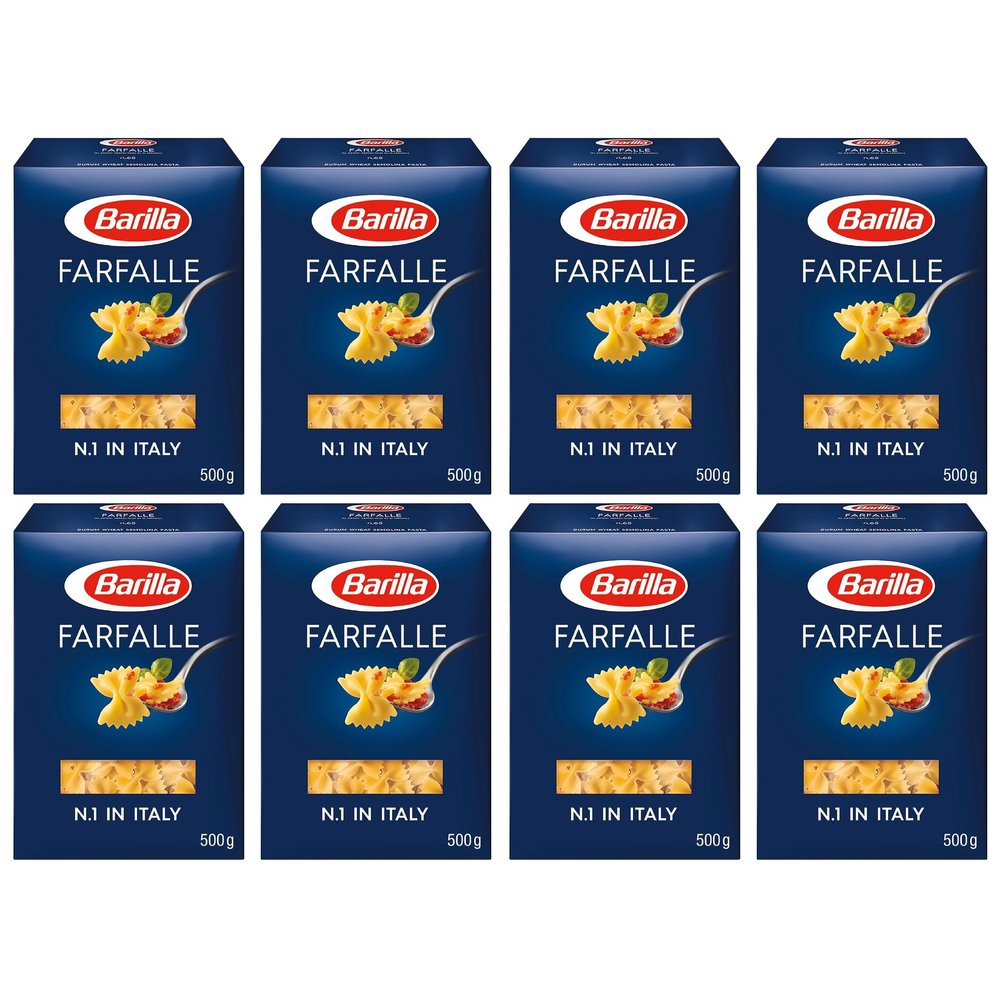Barilla Farfalle Pasta 500g | Farfalle Durum Wheat Short Pasta | Authentic Authentic Italian Taste | GMO Free | Create Delicious Pasta Meals | Pack of 8