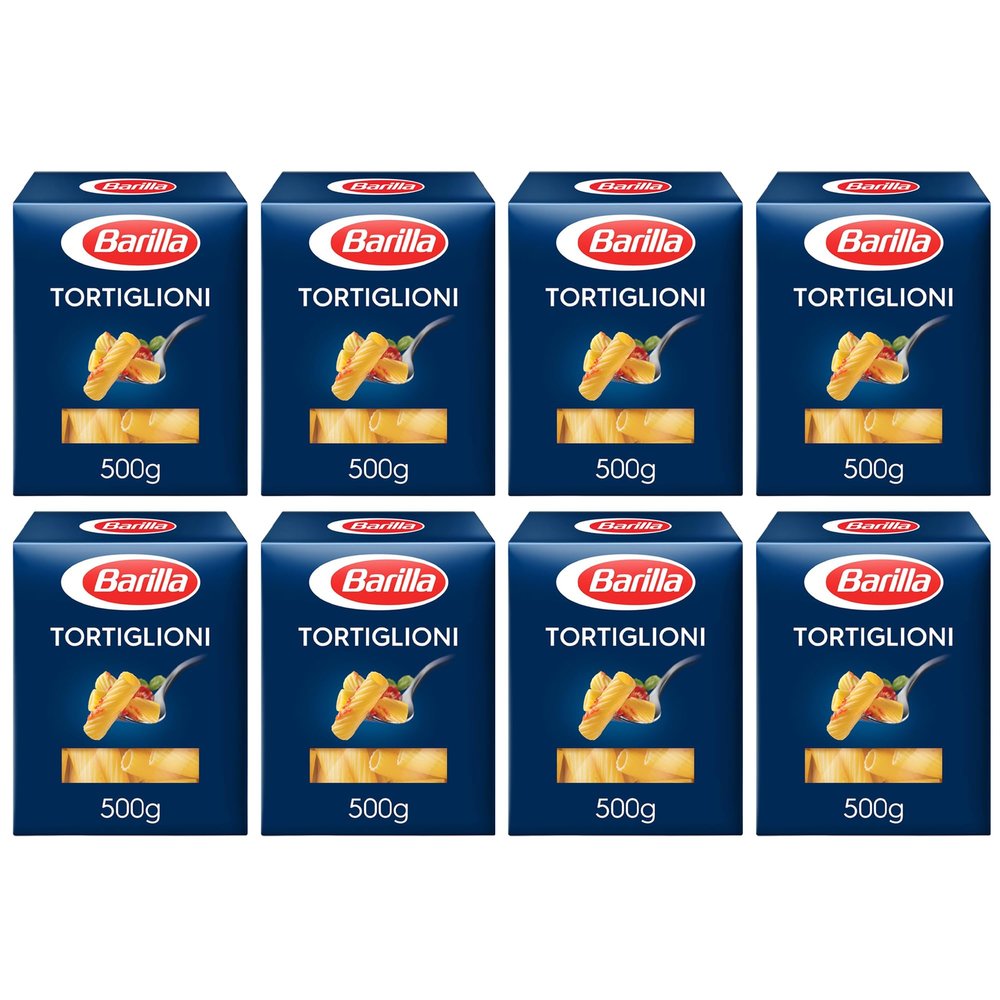 Barilla Tortiglioni N 83 Pasta 500g | Tortiglioni Durum Wheat Short Pasta | Authentic Authentic Italian Taste | GMO Free | Create Delicious Pasta Meals | Pack of 8