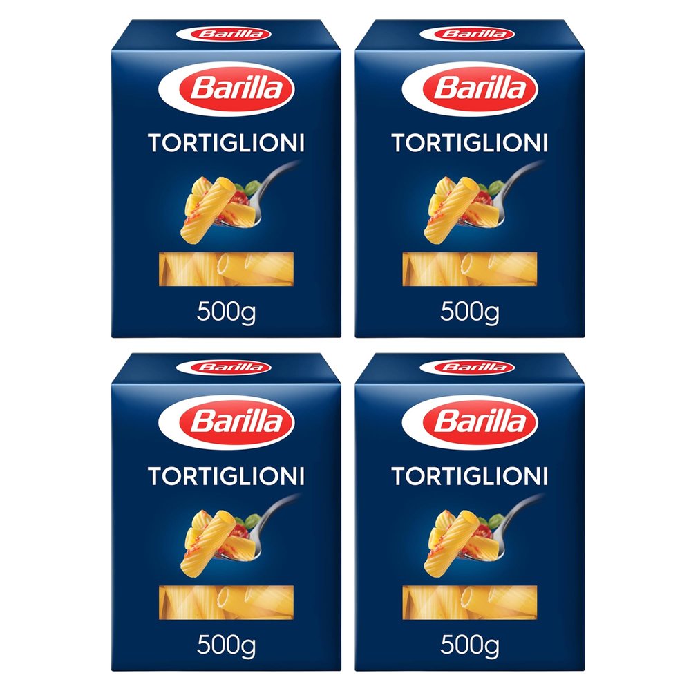 Barilla Tortiglioni N 83 Pasta 500g | Tortiglioni Durum Wheat Short Pasta | Authentic Authentic Italian Taste | GMO Free | Create Delicious Pasta Meals | Pack of 4