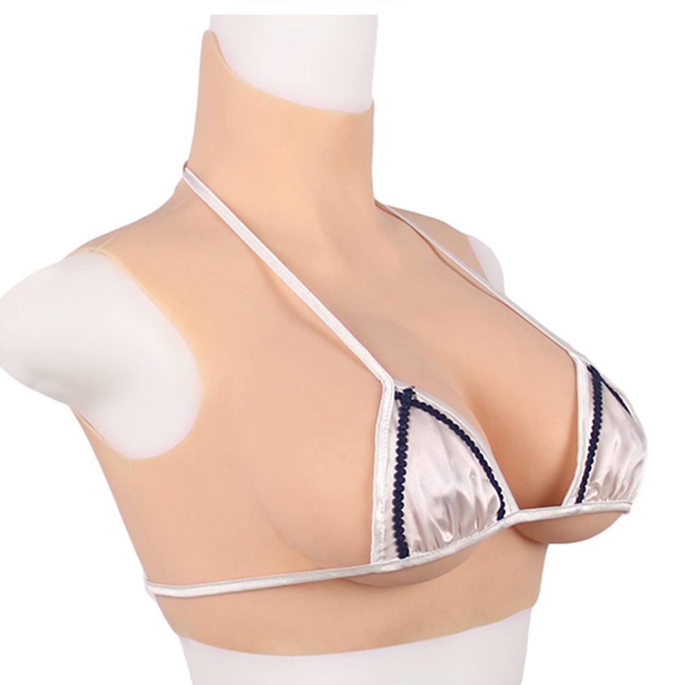 HUANQIN Simulation Boob Fake Breasts False Breasts False Boobs Cotton Filled Z Cup, Simulation Breast Fake Boobs Cosplay Crossdresser Breast, Silicone Breastplates for Cosplay Silicone, Tan