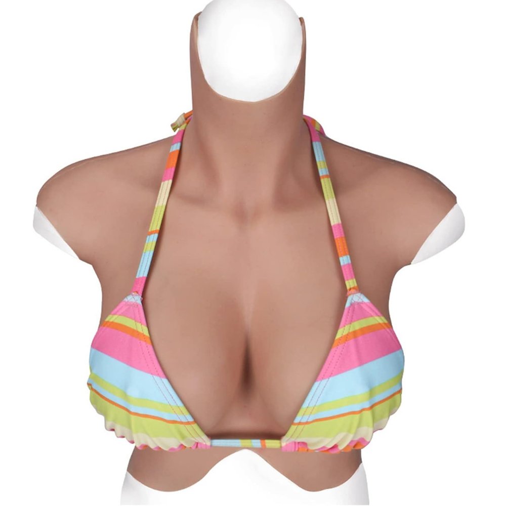 HUANQIN Silicone Breast Form Realistic Breast Plates Artificial Breast Silicone Filled E Cup, Breast Simulation Female Breasts Costume Breasts, Silicone Fake Breasts Breast Plates Crossdresser, Ivory