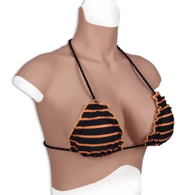 HUANQIN Simulation Boob Fake Breasts False Breasts False Boobs Silicone Filled F Cup, Costume Breasts Cosplay Boobs Breast Fake Breasts, Crossdresser Transgender Mastectomy Cosplay, Tan
