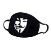 Cotton Mask, Reusable Black Daily Anti-Dust Mouth Cover with Funny Patten for Outdoor Activities (V-Shaped Face)