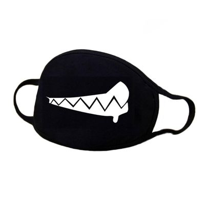 TopHomer Cotton Mask, Reusable Black Daily Anti-Dust Mouth Cover with Funny Patten for Outdoor Activities (Toothy Smile B)