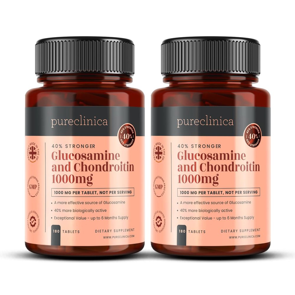 Glucosamine & Chondroitin 1000mg  High Strength Joint Support  Pureflex Glucosamine HCL + Marine Chondroitin  360 Tablets (2180)  1 Year Supply  Premium Biologically Active Formula