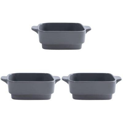 Casserole Dishes,3Pcs Bread Grey Individual Oven Baker Heat- Nonstick Container Plate Snack Double Rice Cake Tempered Bowl Serving Trays Casserole Tray Plates Dessert Ceramic Ovenw