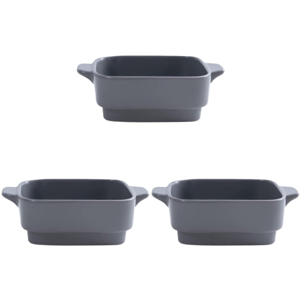 Casserole Dishes,3Pcs Bread Grey Individual Oven Baker Heat- Nonstick Container Plate Snack Double Rice Cake Tempered Bowl Serving Trays Casserole Tray Plates Dessert Ceramic Ovenw