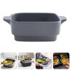 Casserole Dishes,3Pcs Bread Grey Individual Oven Baker Heat- Nonstick Container Plate Snack Double Rice Cake Tempered Bowl Serving Trays Casserole Tray Plates Dessert Ceramic Ovenw view 4