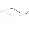 ABETOS Round Titanium Rimless Reading Glasses Blue Light Blocking Women Men Metal Frameless Eyeglasses Flexible Hinges Lightweight Fashion Readers Eyewear, Gold 3.0 view 1