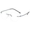 ABETOS Round Titanium Rimless Reading Glasses Blue Light Blocking Women Men Metal Frameless Eyeglasses Flexible Hinges Lightweight Fashion Readers Eyewear, Blue 2.0 view 1