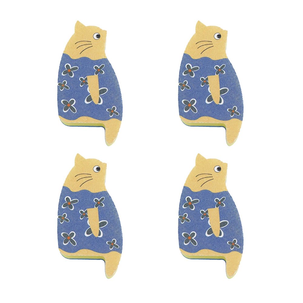 Soulnioi Nonwoven Dish Sponge,Cartoon Dish Sponge,Cleaning Sponge,Sponge Multipack,Dish Sponges for Washing Up,for Kitchen Cleaning,(4PCS Cubic Kitten Yellow)