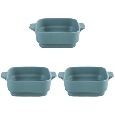 Casserole Dishes,3Pcs Bread Grey Individual Oven Baker Heat- Nonstick Container Plate Snack Double Rice Cake Tempered Bowl Serving Trays Casserole Tray Plates Dessert Ceramic Ovenw