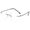 ABETOS Round Titanium Rimless Reading Glasses Blue Light Blocking Women Men Metal Frameless Eyeglasses Flexible Hinges Lightweight Fashion Readers Eyewear, Black 3.0 view 1