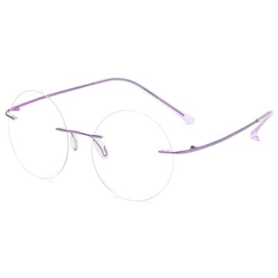 ABETOS Round Titanium Rimless Reading Glasses Blue Light Blocking Women Men Metal Frameless Eyeglasses Flexible Hinges Lightweight Fashion Readers Eyewear, Purple 1.0