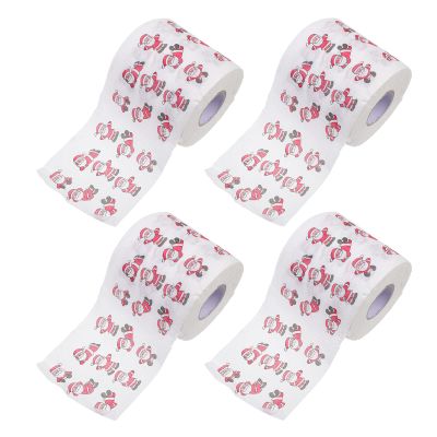 ifundom 4rolls Christmas Themed Printed Toilet Paper Xmas Pattern Tissues for Dinner Napkin Use at Holiday Festival