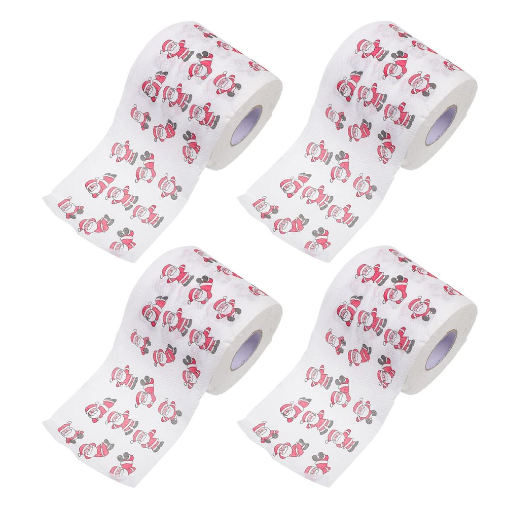 ifundom 4rolls Christmas Themed Printed Toilet Paper Xmas Pattern Tissues for Dinner Napkin Use at Holiday Festival
