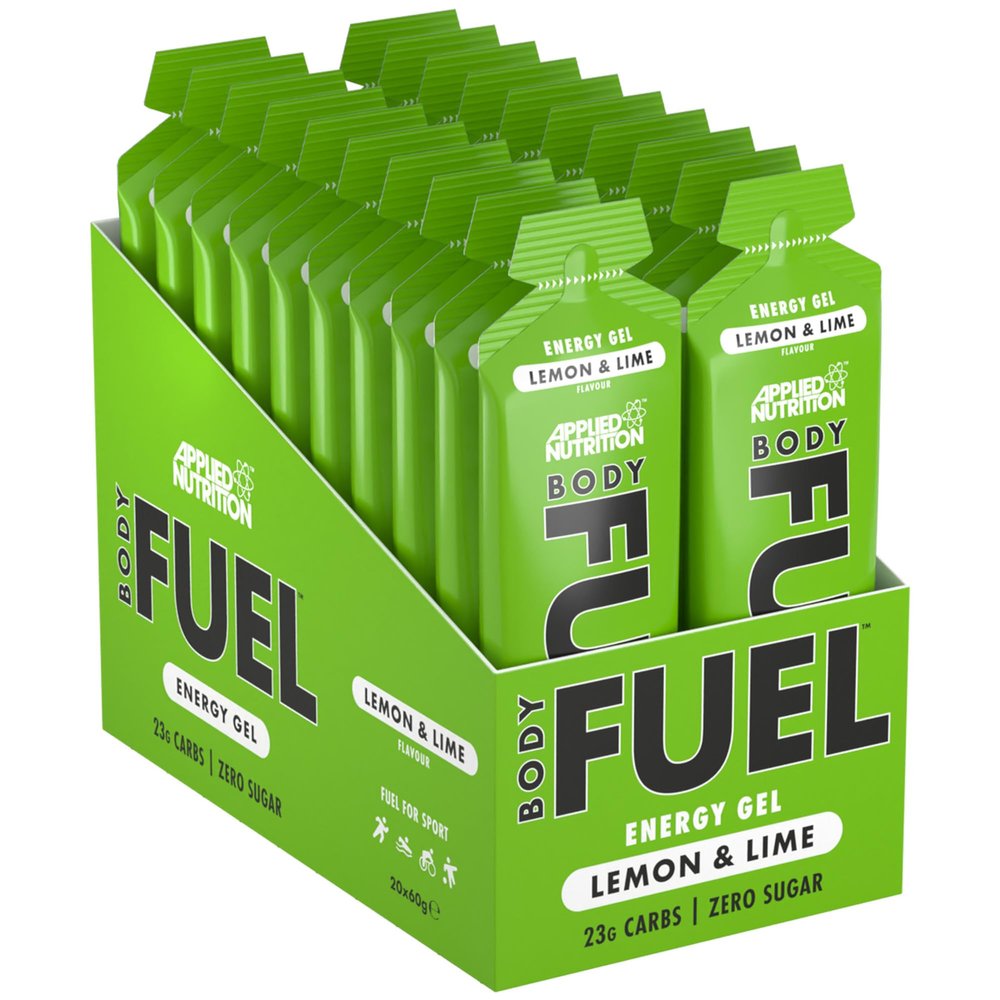 Applied Nutrition BodyFuel Energy Gel - Fast Energy Gels, Fuel for Sport, with Carbs, Sugar Free (Box 20 Units x 60g) (Lemon & Lime)