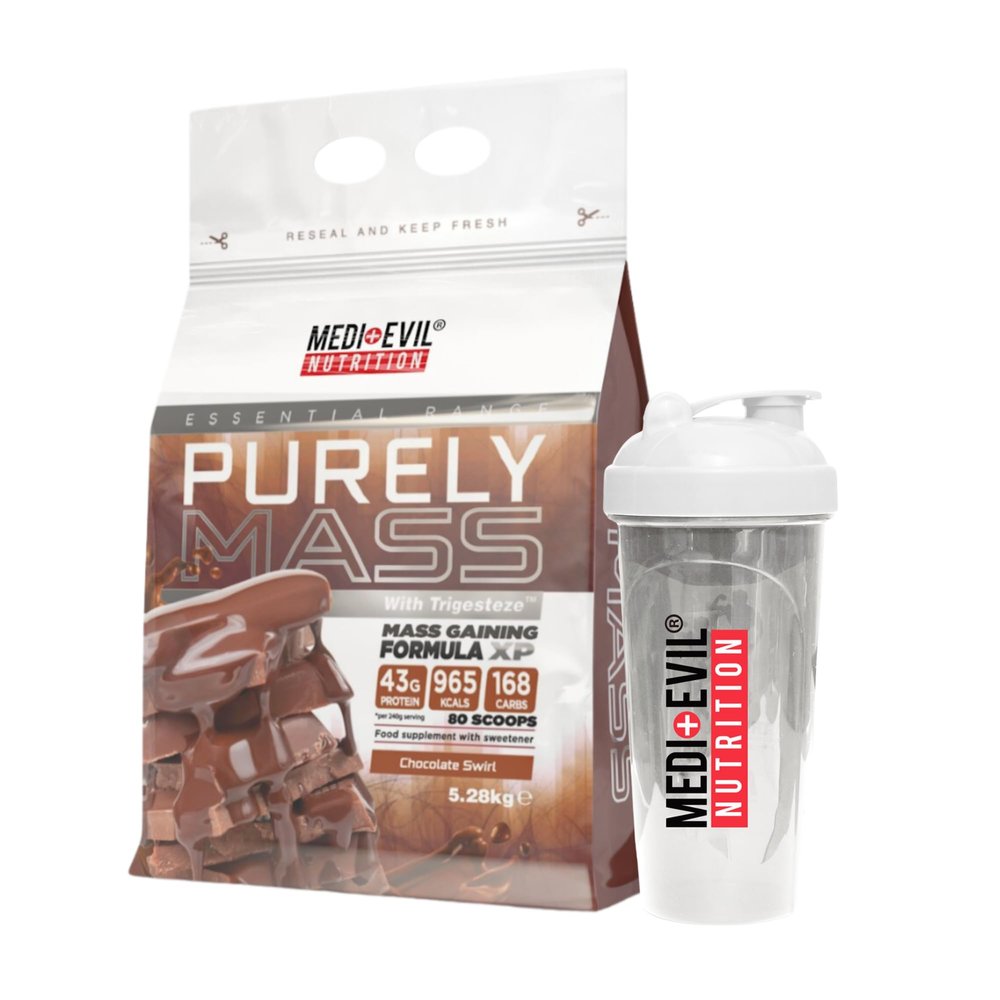 Medi-Evil Nutrition Purely Mass Gainer Whey Protein Powder, Chocolate Swirl Flavour 5.28kg, High Calorie Weight Gainer for Muscle Growth and Muscle Recovery