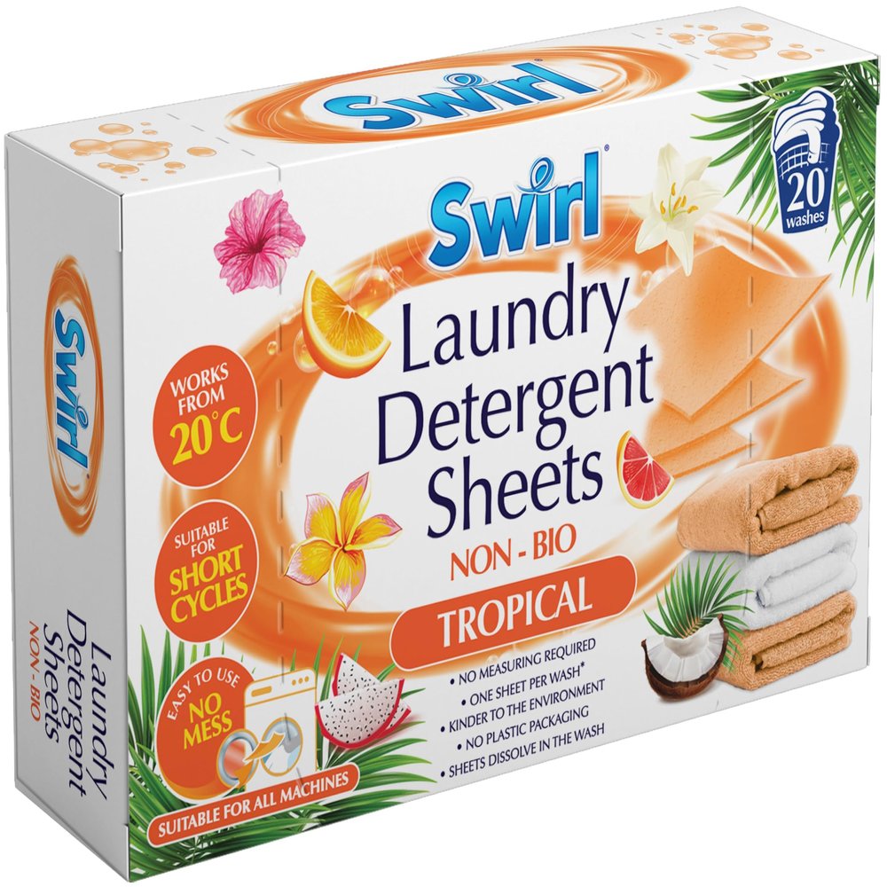 Swirl Laundry Detergent Sheets Non-Bio Tropical 20Pk