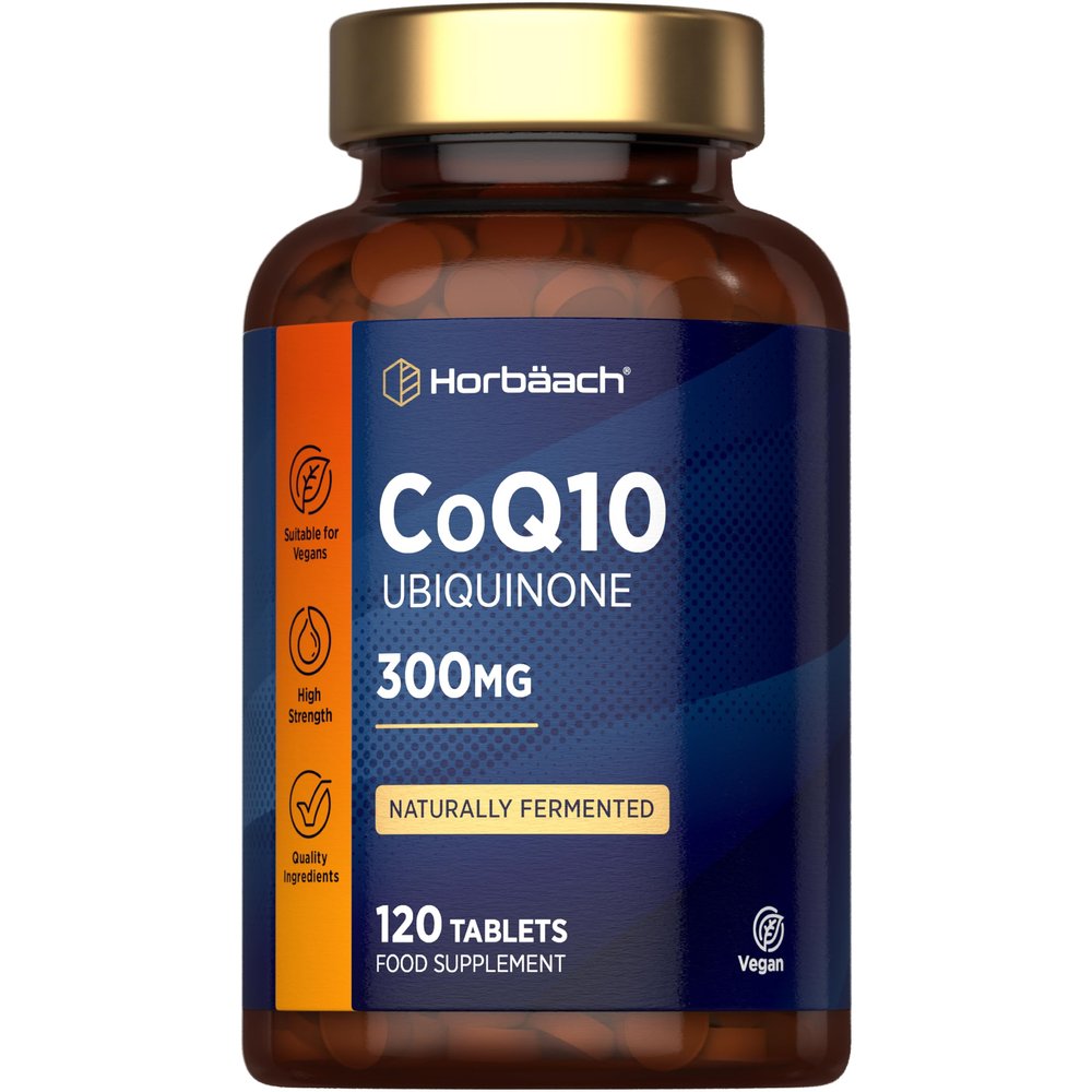 CoQ10 Supplement 300mg | High Strength Ubiquinone Coenzyme Q10 | Naturally Fermented | 120 Vegan Tablets | Supplement for Men & Women | by Horbaach