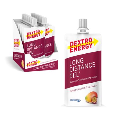 Dextro Energy Long Distance Gel Mango & Passion Fruit | Fast and Long-Lasting Energy Supply | Developed for Intensive, Long Endurance Exercise | Easy to Consume Continuous Carbohydrates | Pack of 12