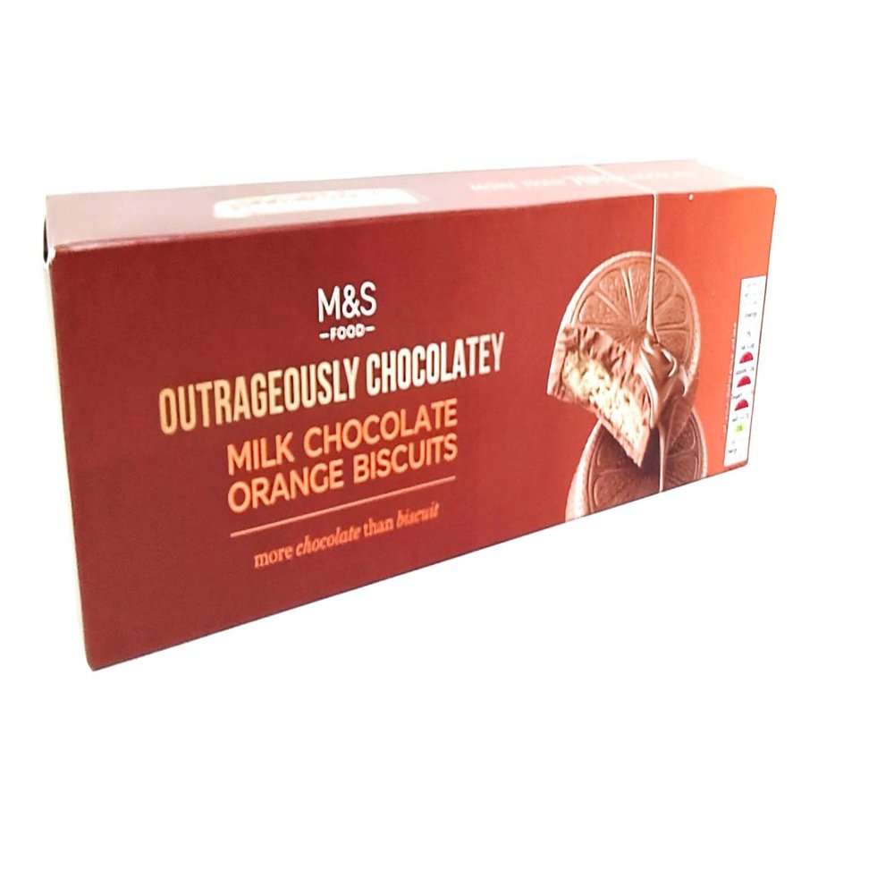 M&S Outrageously Milk Chocolate Orange Biscuits 230g - 2 Pack in a Premier Life Store Box
