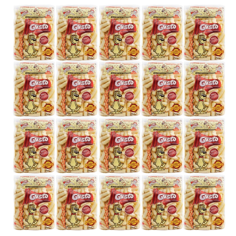 Gusto Pufuleti 45g, Salty Plain Corn Puffs, Romanian Corn Snack, Delicious Salted Corn Flips, Delicious And Crispy Corn Puffs Treat With Family And Friends (20 Pack)