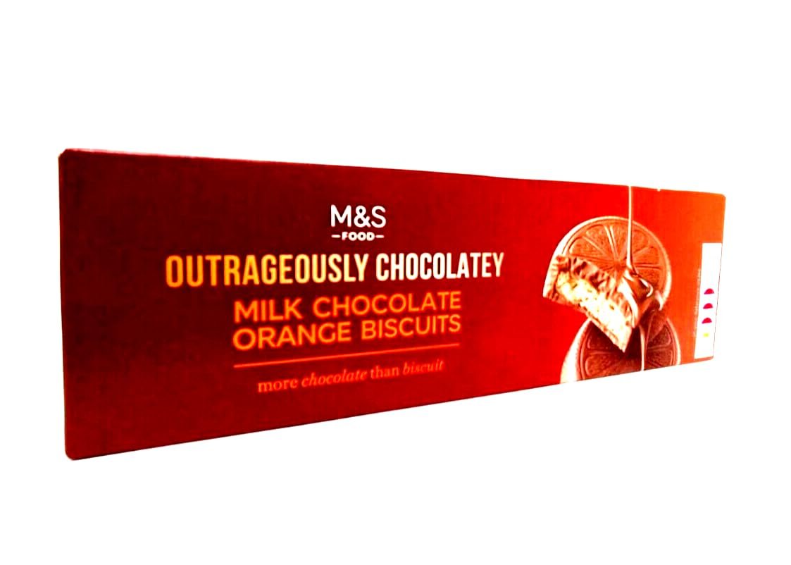 M&S Outrageously Milk Chocolate Orange Biscuits 230g - 4 Pack in a Premier Life Store Box