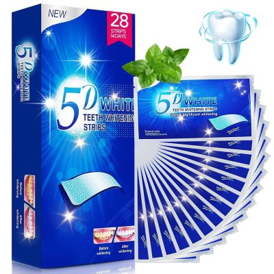 FEXPDL Teeth Whitening Strips 14 Packs 28 Pcs Teeth Whitening, Sensitive Teeth Whitening Strips, Premium 5D Whitening Strips, Tooth Whitening Kits for Efficiently Removing Stain
