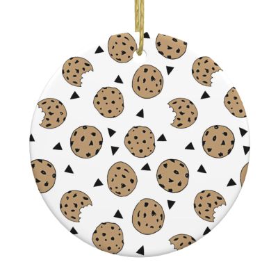 YYHHAOFA Cookies Food Chocolate Chip Biscuits Prints Christmas Ceramic Round Pendant Decoration - Festive Hanging Ornament for Stores, and Homes -2.9 in