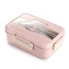 Stainless Steel Lunch Box Microwave Lunch Box Straw Food Storage Container Portable Bento Box (Color : Pink) vision view 1