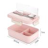 Stainless Steel Lunch Box Microwave Lunch Box Straw Food Storage Container Portable Bento Box (Color : Pink) vision view 3