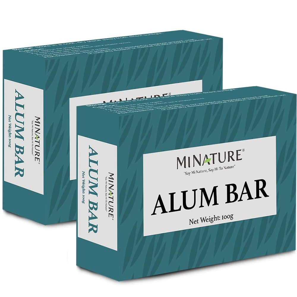 Mi Nature Pure Alum Bar 2 pack (100g*2) |Natural Phitkari Block |Potassium Alum Stone |Shaving Bar |Skin Astringent |Water Clarifier |Odor Control
