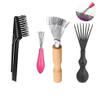 4PCS Hair Brush Cleaner Tool Set Wooden Comb Cleaner Delicate Cleaning Hair Brush Comb Cleaner Tool Handle Embeded Tool Broken Hair Cleaner view 2