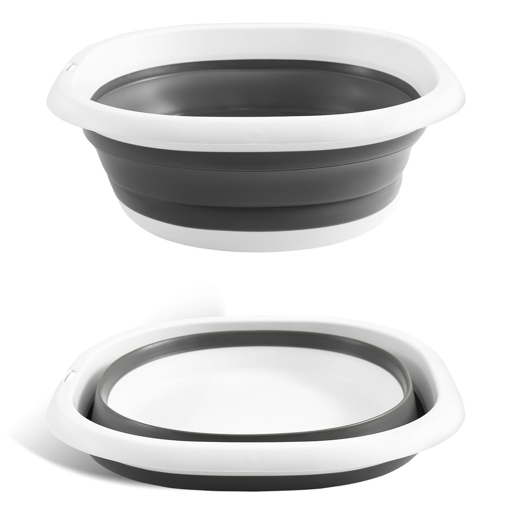 4UBonLife Collapsible Washing Up Bowl, 5L Foldable Washing Basin Portable Dishpan, Multipurpose Outdoor Travel Washtub Space Saving Folding Plastic Bucket for Kitchen Sink Camping Hiking
