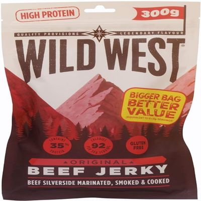 Wild West Original Flavour Beef Jerky, High Protein Multipack 3 x 100 Gram Packs