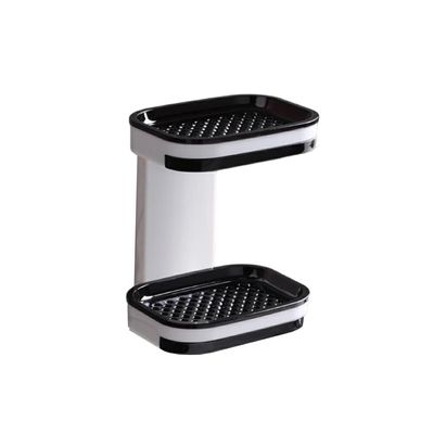 rongweiwang Sponge Organizer Waterproof Moisture-proof Water Draining Tray Storage Box Toiletry Case Container Bathroom Shower Room, Black Double Layers