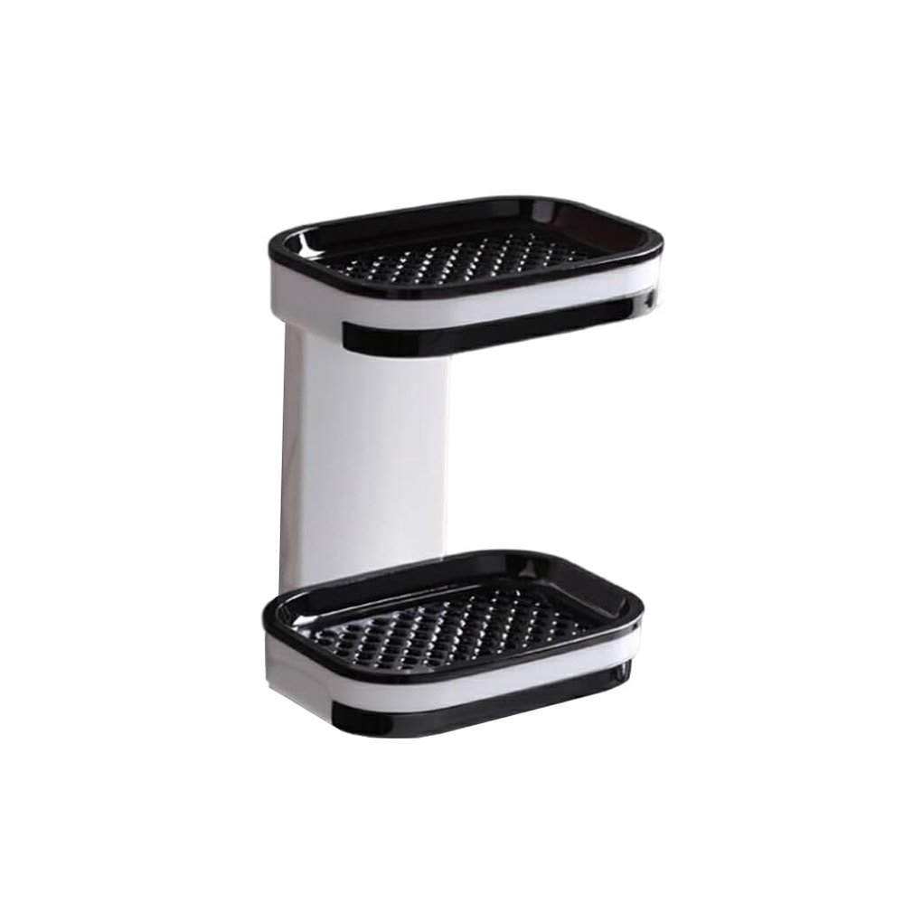 rongweiwang Sponge Organizer Waterproof Moisture-proof Water Draining Tray Storage Box Toiletry Case Container Bathroom Shower Room, Black Double Layers