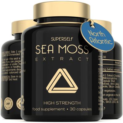 Sea Moss Capsules 2000mg - High Strength Sea Moss Supplement - Wild Harvested - 60 Capsules - One a Day - Made in The UK - Vegan