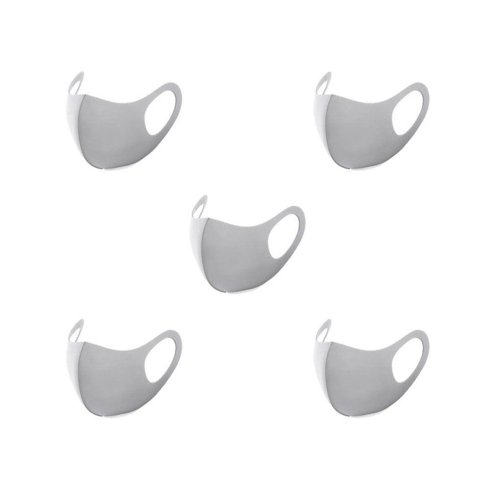 5 set of 3-Layer Sponge Mask Anti-dust Anti-saliva Mouth-mask Reusable Unisex Mouth Shield Gray