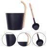 Ziurmut Sauna Bucket Set, 7L Sauna Bucket and Ladle, Bucket with Wooden Handle, Aluminum Sauna Bucket, Sauna Accessories Set, Sauna Spa Bucket view 3