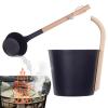 Ziurmut Sauna Bucket Set, 7L Sauna Bucket and Ladle, Bucket with Wooden Handle, Aluminum Sauna Bucket, Sauna Accessories Set, Sauna Spa Bucket view 4