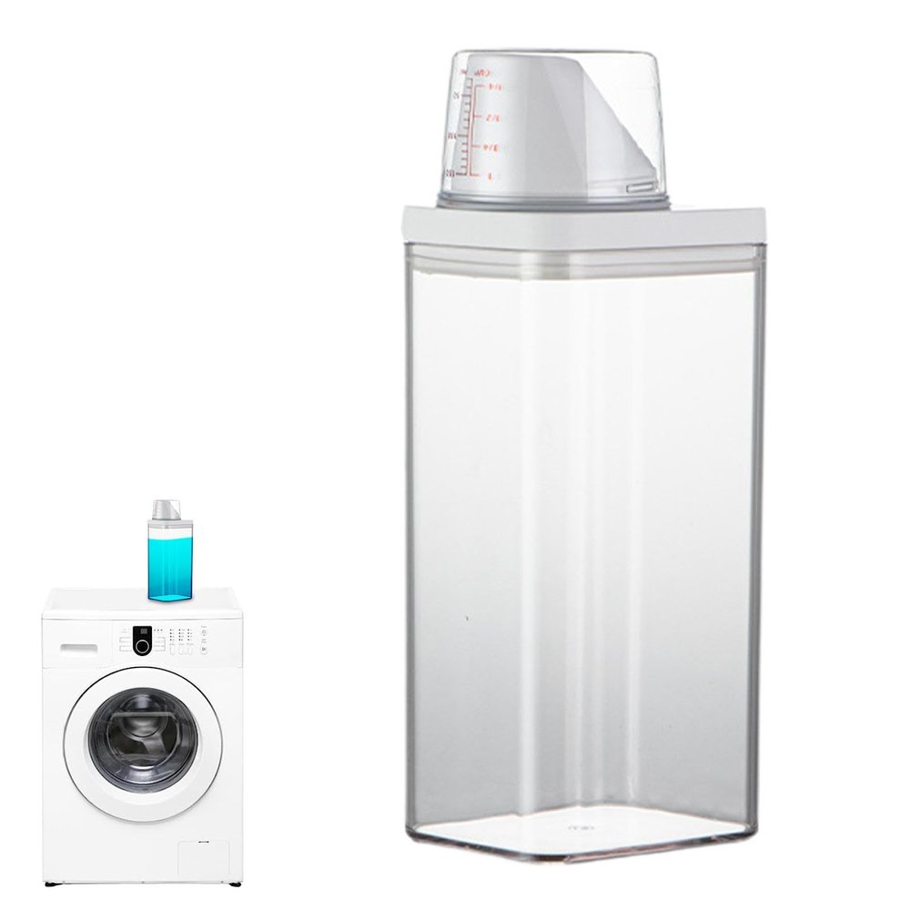 700/1100/1500/1900ml Airtight Laundry Detergent Dispenser With Measuring Cup - Washing Powder Dispenser | Clear Laundry Liquid And Powder Detergent Dispenser | Washing Powder Container Storage Bucket