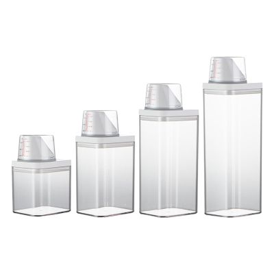 700/1100/1500/1900ml Airtight Laundry Detergent Dispenser With Measuring Cup - Washing Powder Dispenser | Clear Laundry Liquid And Powder Detergent Dispenser | Washing Powder Container Storage Bucket