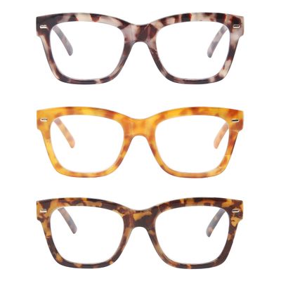 Dolarosey Reading Glasses Oversized 3 Pack Thick Large Frame Clear Vision Readers (4.0)