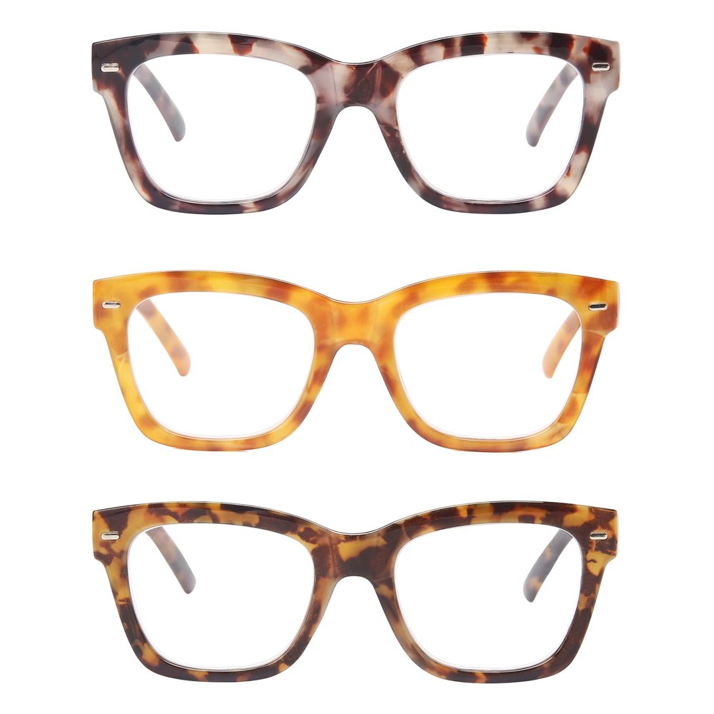Dolarosey Reading Glasses Oversized 3 Pack Thick Large Frame Clear Vision Readers (4.0)