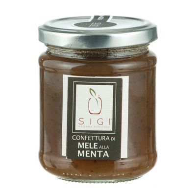 SIGI Azienda Agricola APPLE and MINT Jam | Free of Food Dyes, Preservatives and Additives | 100% Artisanal and Natural | Handmade and Made in Italy | Jar 110gr.