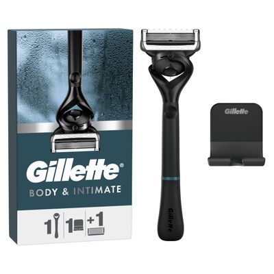 Gillette Body and Intimate Razor for Men, Razor for Pubic Hair, Gentle and Easy to Use, 1 Handle + 1 Razor Blade Refill